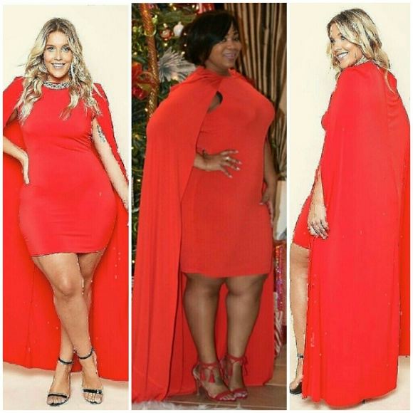 red cape dress plus size